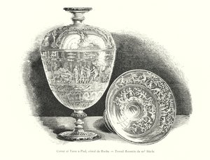 Corneta y copa de pie, cristal de roca, trabajo florentino del siglo XV de Italian School