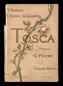 Portada, Libreto de Tosca de Giacomo Puccini, Edición Ricordi, Italia