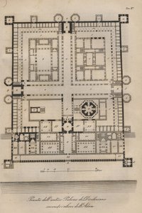 Croacia - Split (Spalato) - Palacio de Diocleciano reconstruido por Robert Adam (Palacio del emperador romano Diocleciano (Cayo Aurelio Valerio Diocleciano, 245-316). grabado de "Usi e Costumi di Tutti i Popoli dell