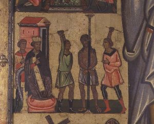Crucifixión con historias de la Pasión: (detalle) de Italian School