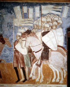 Cruzados escuchando el discurso de Ottone Visconti (1208 - 1295). Fresco de Rocca di Angera, principios del siglo XIV
