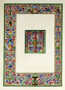 Borde decorativo con Dios Padre y dos profetas y una inicial historiada T con una sirena y dos putti, siglo XV-XVI de Italian School