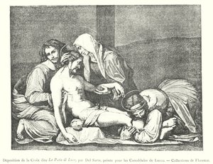 Deposición de la Cruz llamada La Pieta di Luco, pintada para los Camaldulenses de Lucco, Colecciones de Florencia de Italian School