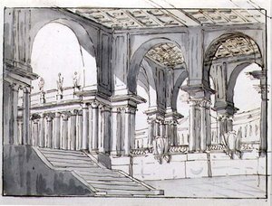 Diseño para un escenario neoclásico de Italian School