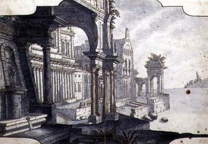 Diseño para un escenario, c.1750 de Italian School