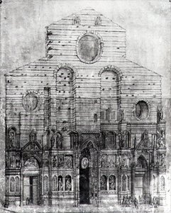 Diseño de la fachada de Santa Maria del Fiore o el Duomo, Florencia (lápiz y tinta sobre papel) (foto en b/n)