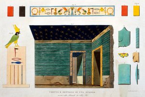 Detalles de una habitación dentro de una pirámide en Abusir, Egipto, grabado por Girolamo Segato de Italian School