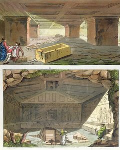 Descubrimiento de tumbas etruscas, c.1820 de Italian School