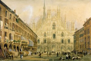 Plaza del Duomo y Catedral en Milán. 1811 de Italian School