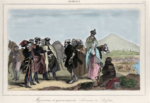 Emigración de armenios a Rusia. Grabado del siglo XIX