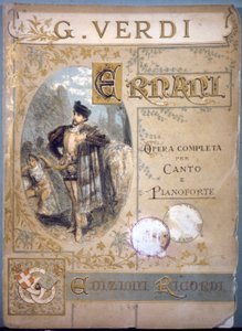 Ernani de Verdi, portada de la partitura para canto y piano, siglo XIX de Italian School