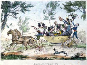 Expedición a Testaccio, cerca de Roma, en una caratella, c.1830 de Italian School