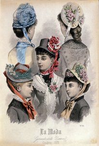 Moda de finales del siglo XIX: diferentes modelos de sombreros de mujer