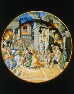 Incendio de Troya, manufactura de Urbino, plato