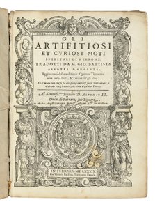 Primera edición de la traducción de Aleotti de los Neumáticos de Hero de Italian School