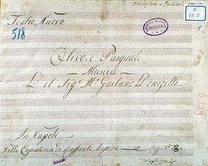 Primera página de partitura musical de la ópera 