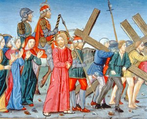 Fol.116v Cristo es conducido al Calvario (vitela) de Italian School
