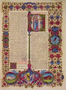 Fol.231r Primera Carta de San Pedro a los Apóstoles, de la Biblia de Borso d