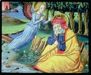 Fol.37v Un ángel le dice a José que María está embarazada (vitela) de Italian School