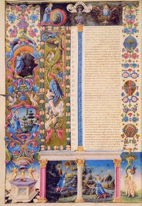 Fol.5v Génesis. La creación del universo, de la Biblia de Borso d