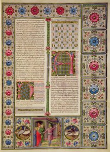 Fol.99r Apertura del Libro del Profeta Naum, de la Biblia de Borso d