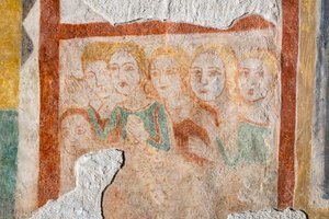 Fresco - grupo de fieles de Italian School