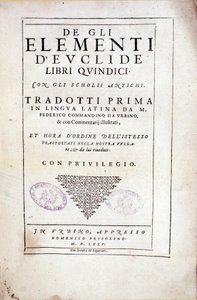 Frontispicio del volumen XV "Elementos" del matemático griego Euclides (siglo III a.C.) de Italian School