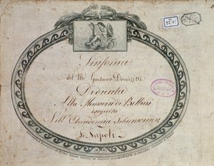 Detalle del frontispicio de "Sinfonía en mi bemol mayor: dedicada a la memoria de Bellini" por Gaetano Donizetti (1797-1848) de Italian School