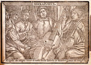 Frontispicio de Regola Rubertina tratado sobre viola da gamba por Silvestro Ganassi dal Fontego de Italian School