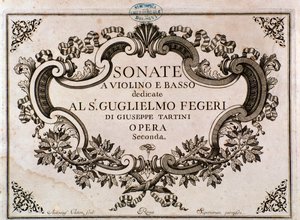 Frontispicio de partitura de Sonatas de Giuseppe Tartini de Italian School