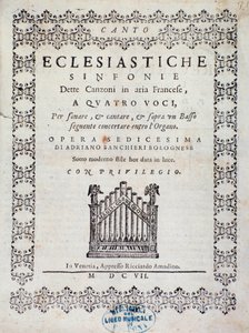 Portada de la partitura musical del Concierto 5 en "Canzoni alla francese" de Adriano Banchieri de Italian School