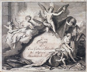 Portada de la partitura musical de Due trietti per due violini e violoncello de Luigi Boccherini de Italian School