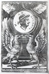 Frontispicio de la Farsalia de Lucano por Marcus Annaeus Lucanus, edición publicada en 1663 de Italian School