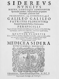 Frontispicio de Sidereus Nuncius de Galileo Galilei, 1610 de Italian School