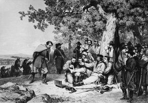 Giuseppe Garibaldi (1807-82) herido en la Batalla de Aspromonte en 1862 de Italian School