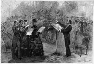 Giuseppe Verdi dirigiendo la Messa da Requiem en la Ópera Cómica de París en 1874 de Italian School
