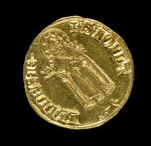 Florín de oro (reverso) que representa a San Juan Bautista, florentino, 1252