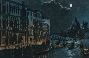 Gran Canal y Salute (litografía en color) de Italian School