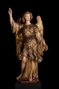 Ángel de la guarda (escultura en madera, pintura y oro) de Italian School