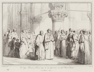 El Dogo Francesco Foscari, después de su deposición, sale del Palacio Ducal de Italian School