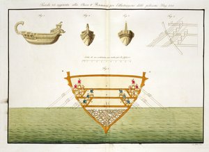 Ilustración de un polirreme romano, lámina 26, clase 5 de la Parte I de La Historia de las Naciones, grabado por A. Nani de Italian School