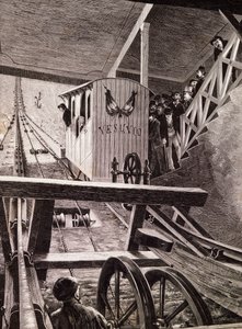 Inauguración del funicular en el Vesubio, Nápoles de Italian School