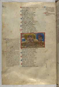 Inferno: Un grupo de ladrones, uno de los cuales, Vanni Fucci, es atacado por un dragón y devorado por las llamas (grabado) de Italian School