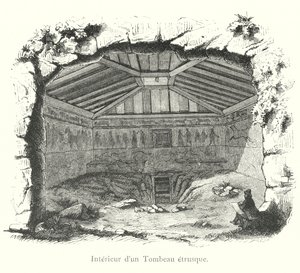Interior de una tumba etrusca de Italian School