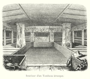 Interior de una tumba etrusca de Italian School