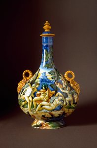 Io y Juno. Jarra de cerámica del taller Fontana, Urbino. Siglo XVI. Museo Nacional del Bargello, Florencia, Italia de Italian School