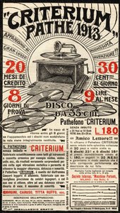 Anuncio italiano del gramófono Criterium de la marca Pathé. de Italian School