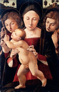 Italia, Asissi, Virgen con el Niño y dos ángeles de Italian School