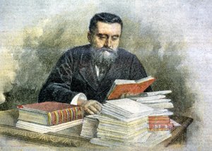 Jean Jaurès en su mesa de lectura (1859 - 1914) - en "La Tribuna illustrata"