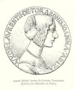 Jeanne Albizzi, esposa de Laurent Tornabuoni, Gabinete de Medallas de París (grabado)